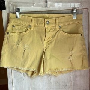 7 For All Mankind size 24 yellow jean shorts